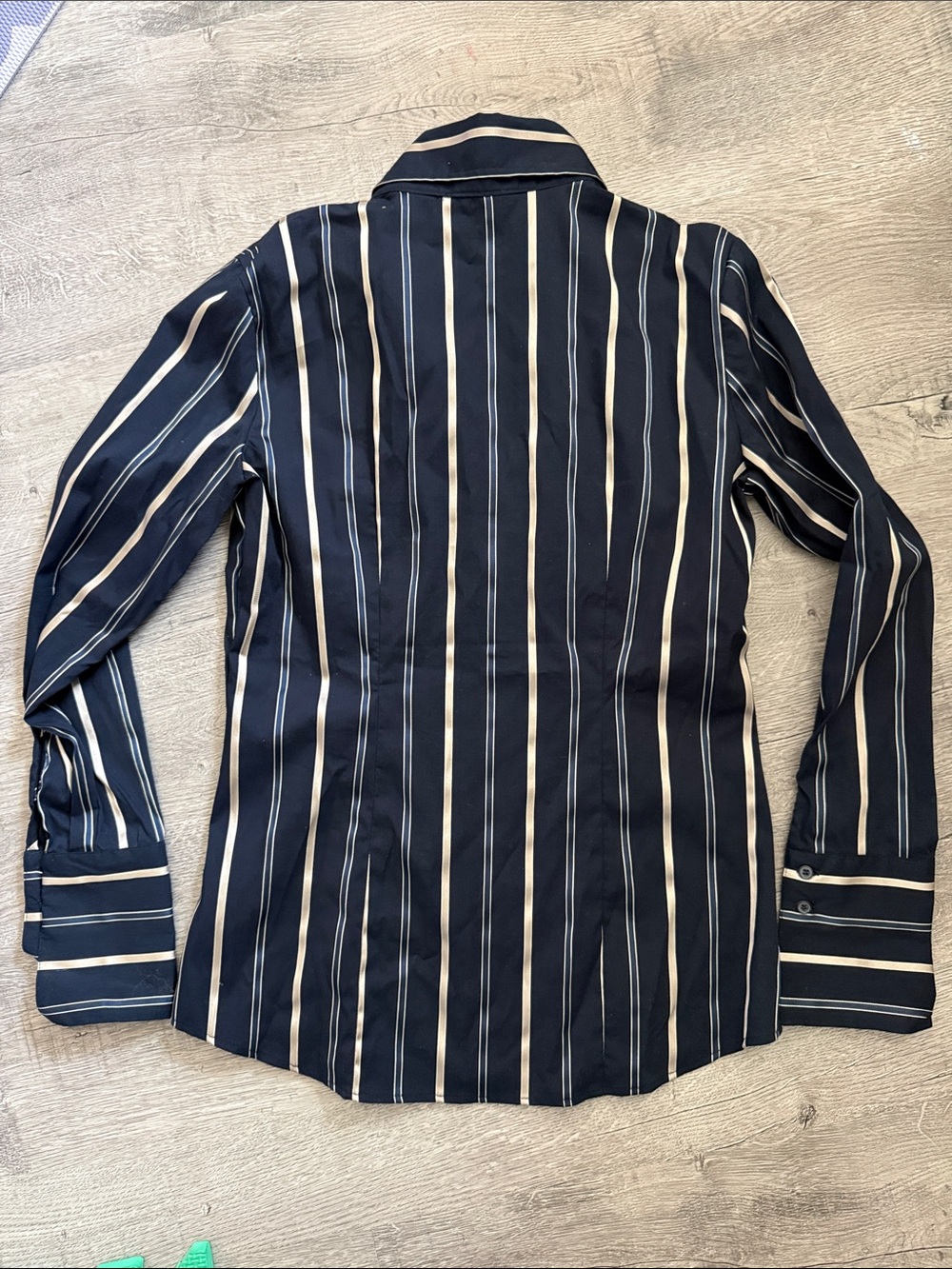New York & Company - Women's Navy Stripe Button-Up Shirt - Picture 7 of 8